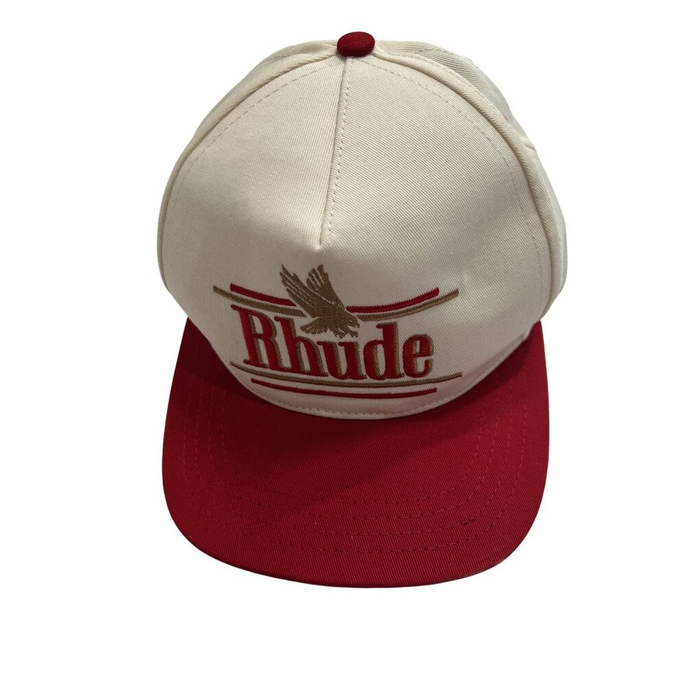 RHUDE Rossa Logo Embroidered Cap in Cardigan Red Off White